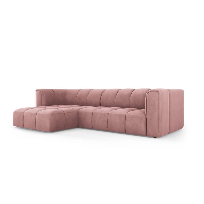 Moritz 3-Sitzer Ecksofa, Linke Seite, aus Chenille in Rosa (Rebel 7), 256x160x70 cm von Cosmopolitan Design – Bild 2