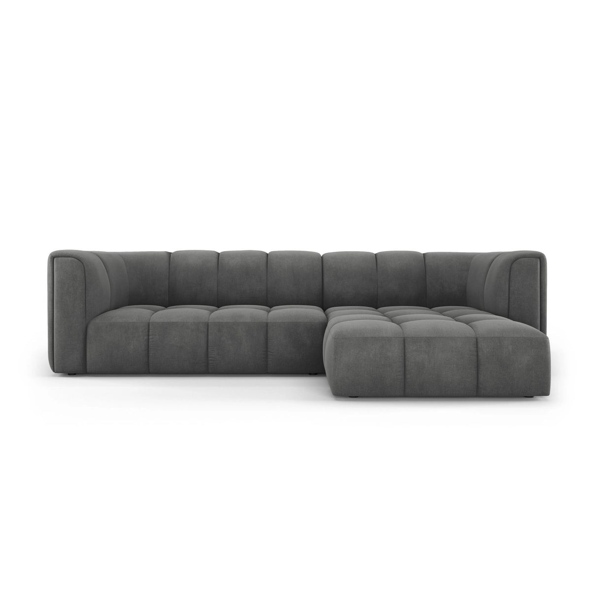 Moritz 3-Sitzer Ecksofa, Rechte Seite, aus Chenille in Dunkelgrau (Rebel 3), 256x160x70 cm von Cosmopolitan Design – Bild 1
