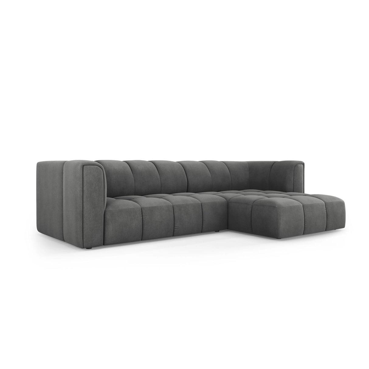 Moritz 3-Sitzer Ecksofa, Rechte Seite, aus Chenille in Dunkelgrau (Rebel 3), 256x160x70 cm von Cosmopolitan Design – Bild 2