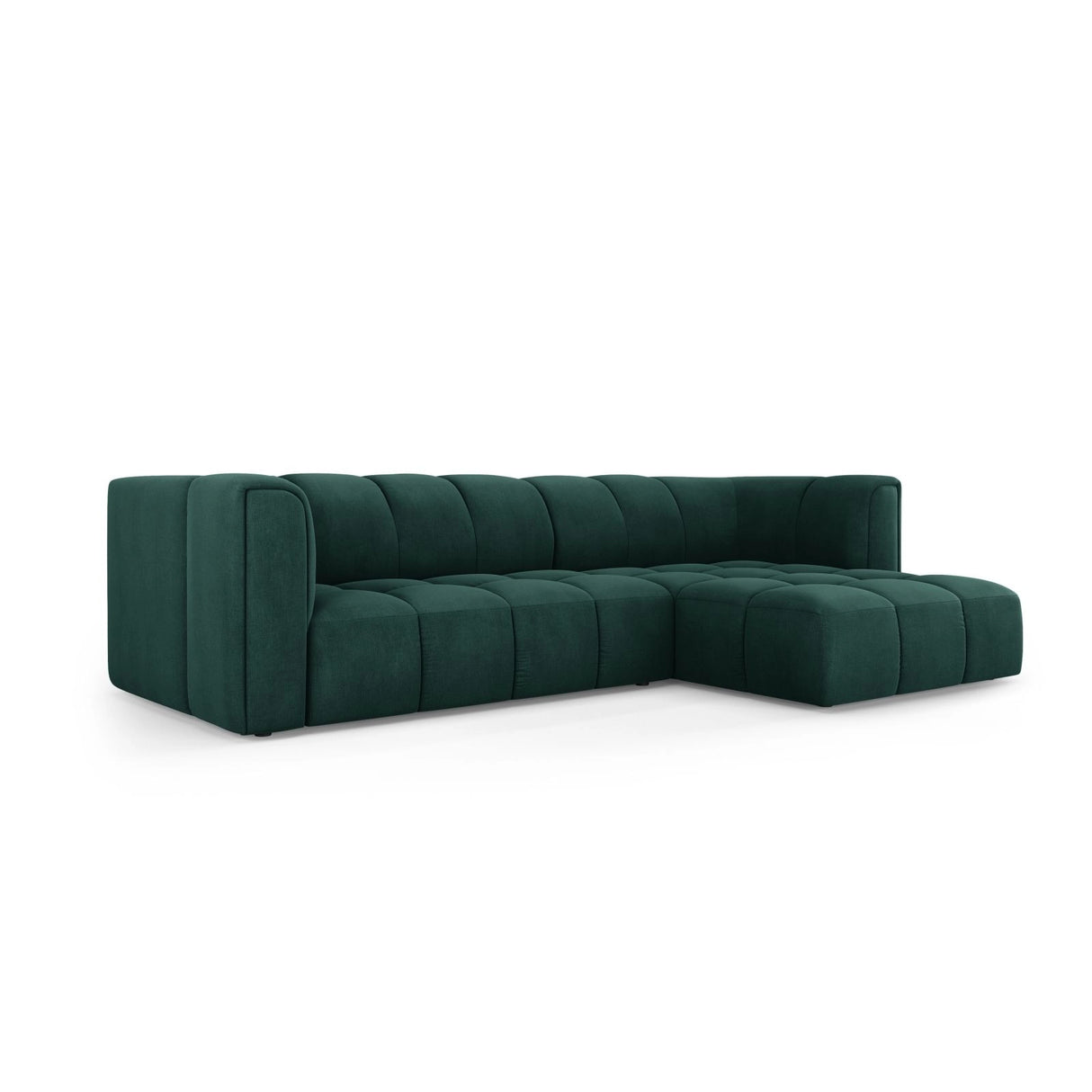 Moritz 3-Sitzer Ecksofa, Rechte Seite, aus Chenille in Flaschengrün (Rebel 16), 256x160x70 cm von Cosmopolitan Design – Bild 2