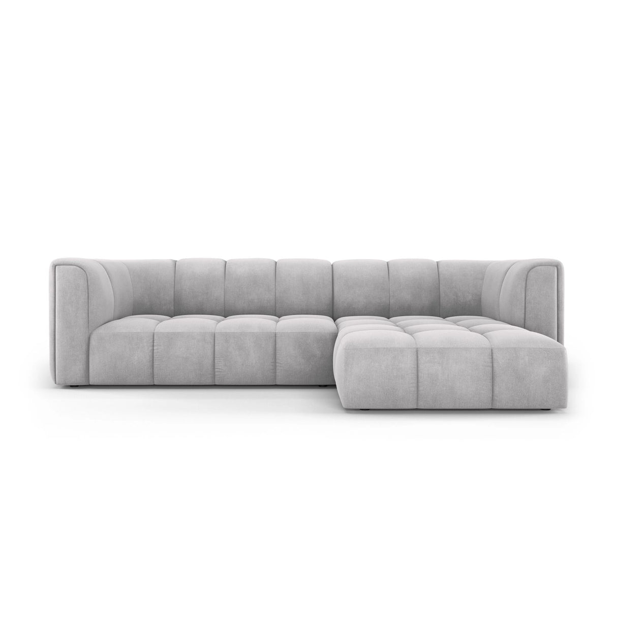 Moritz 3-Sitzer Ecksofa, Rechte Seite, aus Chenille in Hellgrau (Rebel 5), 256x160x70 cm von Cosmopolitan Design – Bild 1