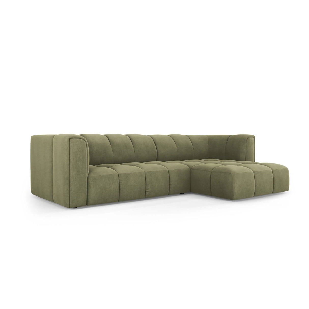 Moritz 3-Sitzer Ecksofa, Rechte Seite, aus Chenille in Hellgrün (Rebel 18), 256x160x70 cm von Cosmopolitan Design – Bild 2