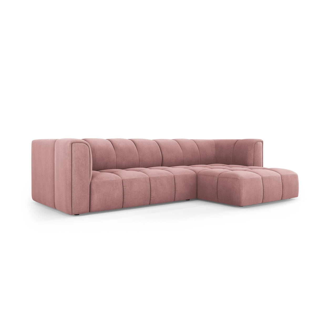 Moritz 3-Sitzer Ecksofa, Rechte Seite, aus Chenille in Rosa (Rebel 7), 256x160x70 cm von Cosmopolitan Design – Bild 2