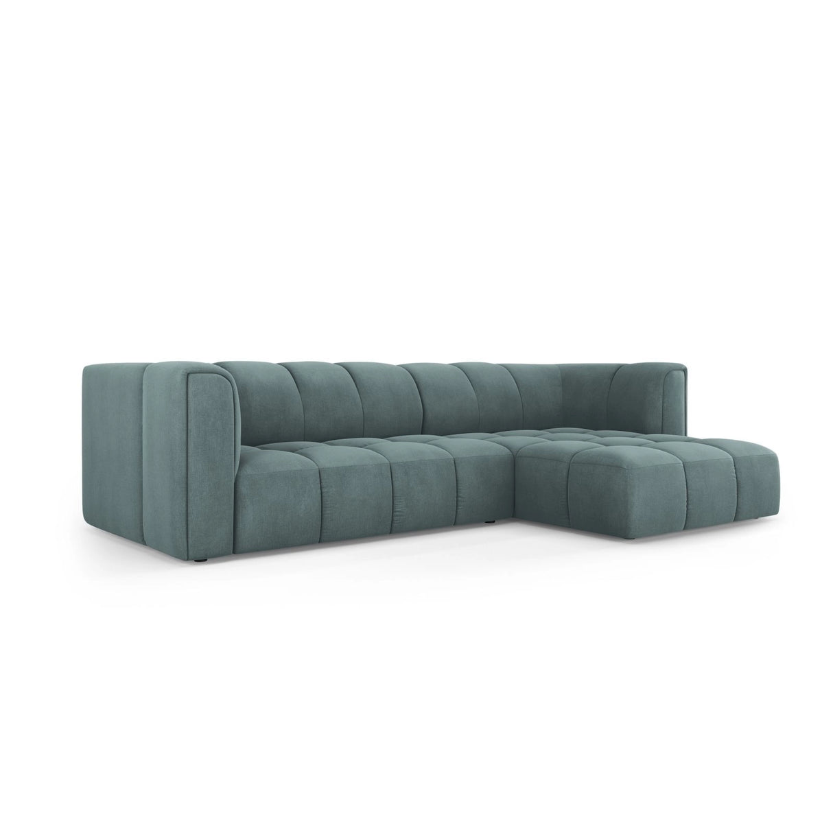 Moritz 3-Sitzer Ecksofa, Rechte Seite, aus Chenille in Seegrün (Rebel 13), 256x160x70 cm von Cosmopolitan Design – Bild 2