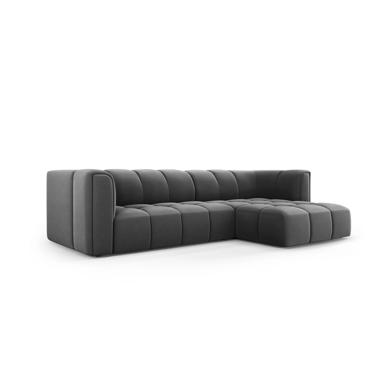 Moritz 3-Sitzer Ecksofa, Rechte Seite, aus Samt in Grau (Bluvel 14), 256x160x70 cm von Cosmopolitan Design – Bild 2