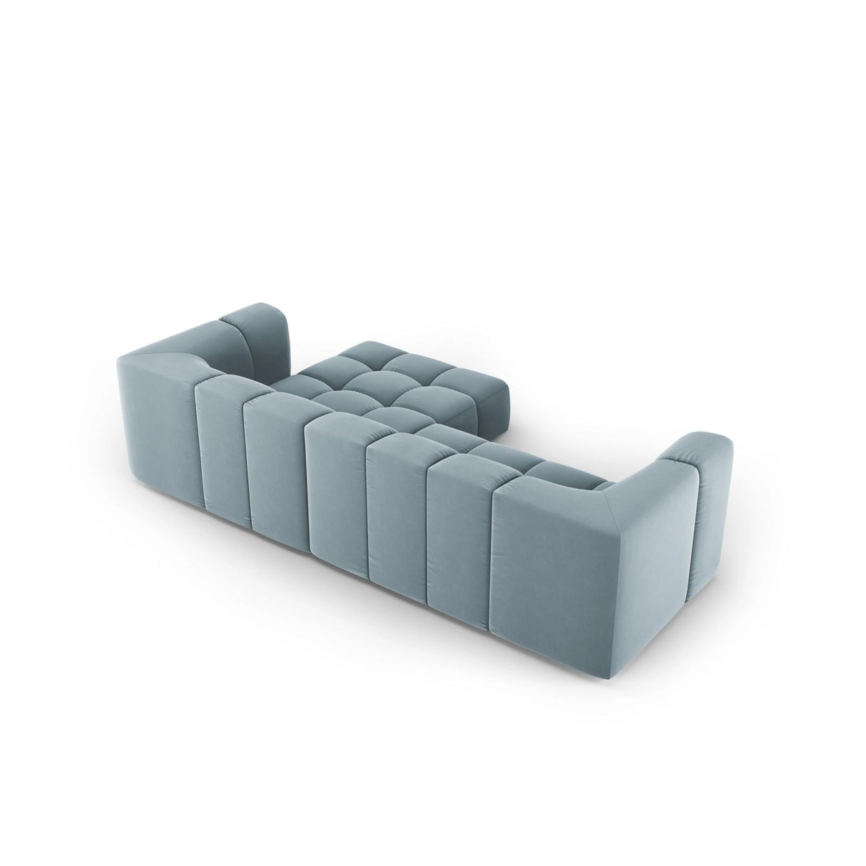 Moritz 3-Sitzer Ecksofa, Rechte Seite, aus Samt in Hellblau (Bluvel 06), 256x160x70 cm von Cosmopolitan Design – Bild 3