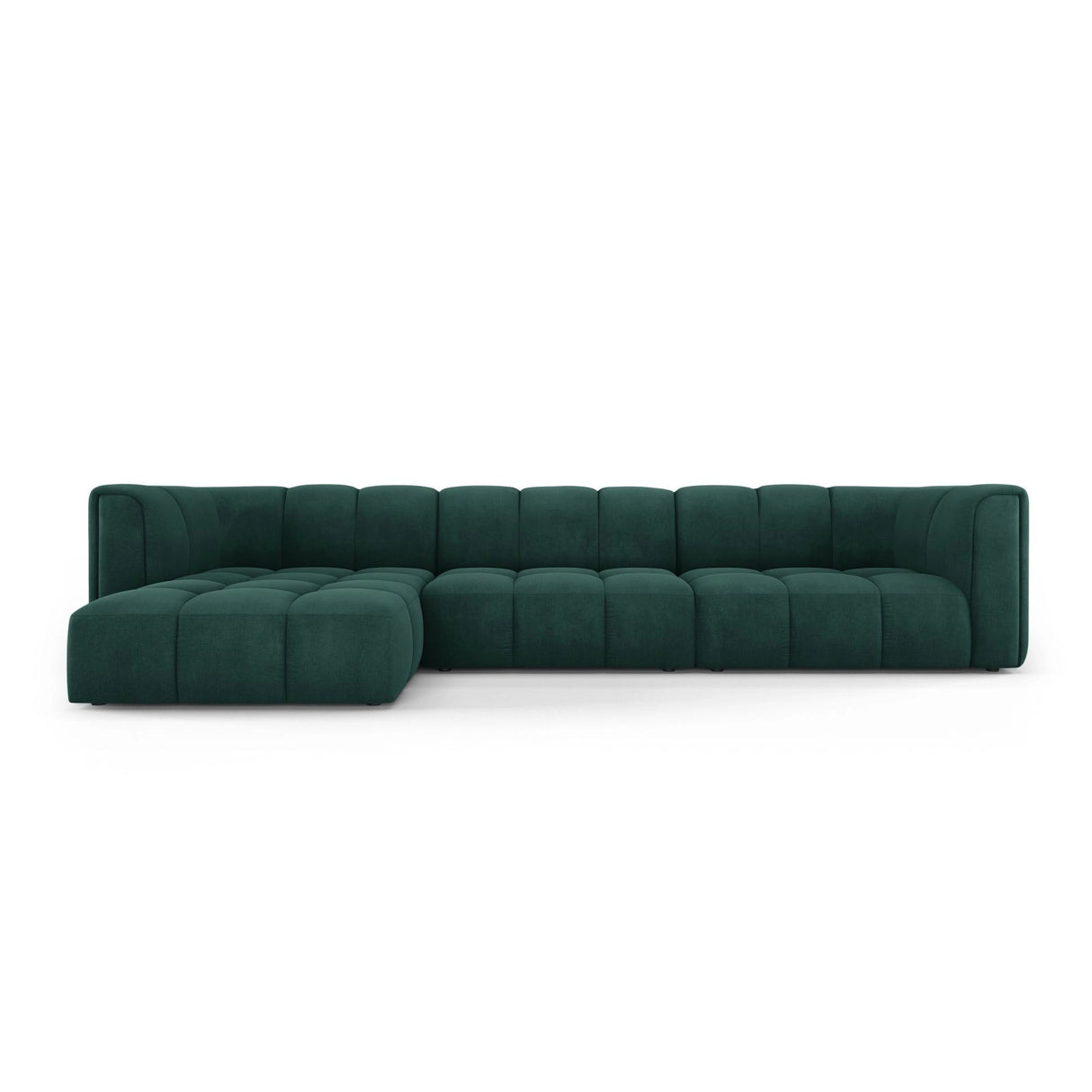 Moritz 5-Sitzer Ecksofa, Linke Seite, aus Chenille in Flaschengrün (Rebel 16), 316x160x70 cm von Cosmopolitan Design – Bild 1