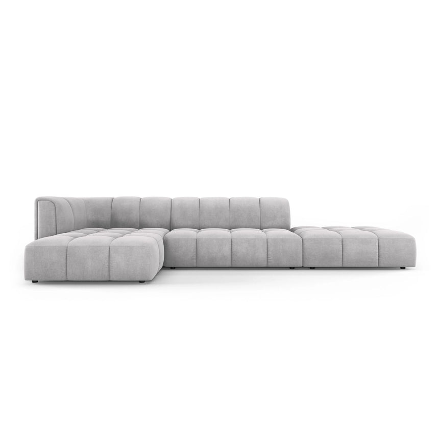 Moritz 5-Sitzer Ecksofa, Linke Seite, aus Chenille in Hellgrau (Rebel 5), 323x160x70 cm von Cosmopolitan Design – Bild 1