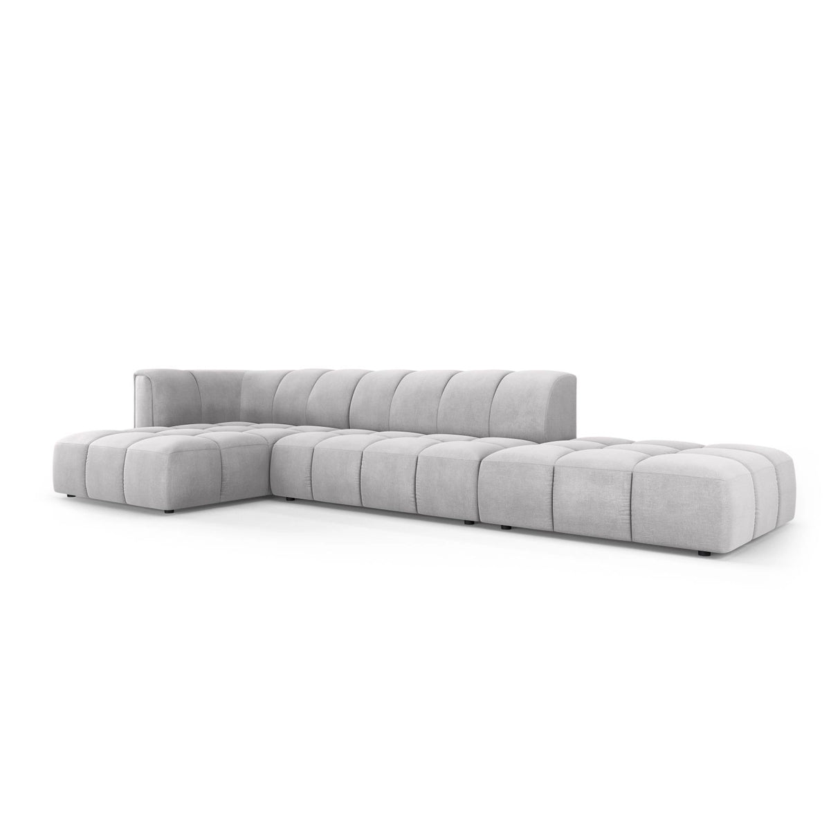 Moritz 5-Sitzer Ecksofa, Linke Seite, aus Chenille in Hellgrau (Rebel 5), 323x160x70 cm von Cosmopolitan Design – Bild 2