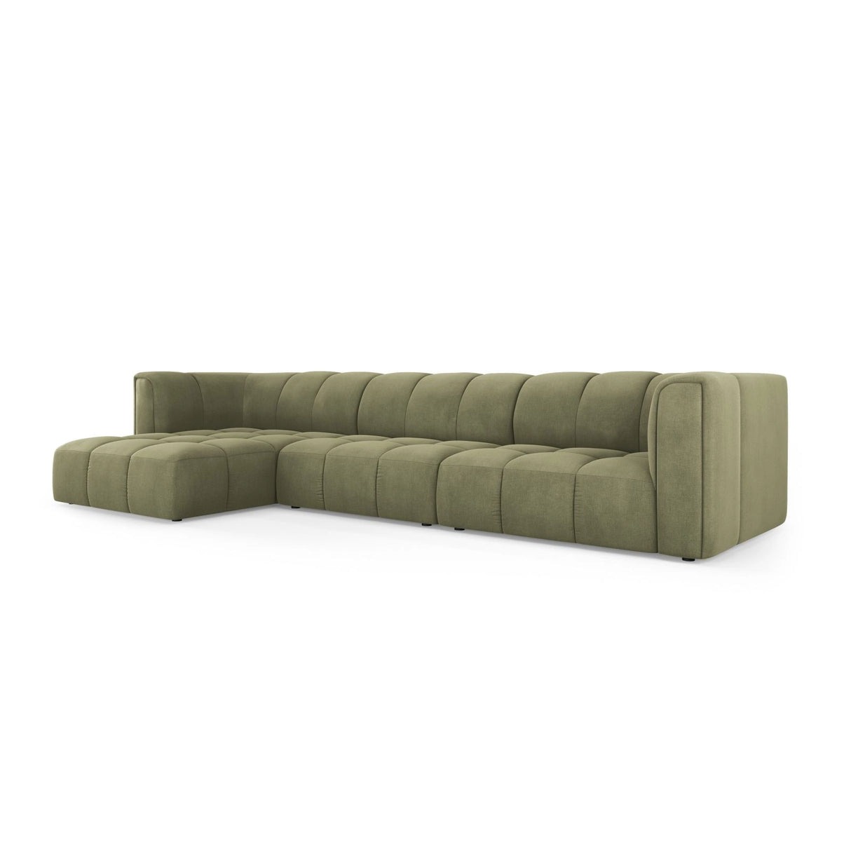 Moritz 5-Sitzer Ecksofa, Linke Seite, aus Chenille in Hellgrün (Rebel 18), 316x160x70 cm von Cosmopolitan Design – Bild 2
