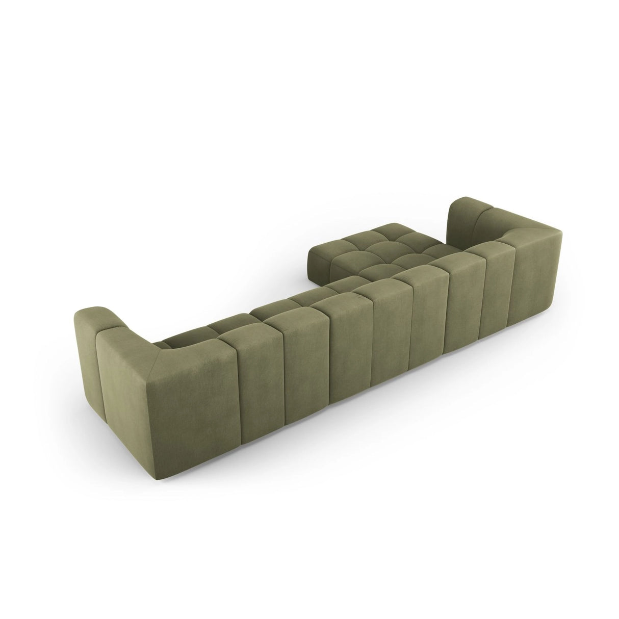 Moritz 5-Sitzer Ecksofa, Linke Seite, aus Chenille in Hellgrün (Rebel 18), 316x160x70 cm von Cosmopolitan Design – Bild 3