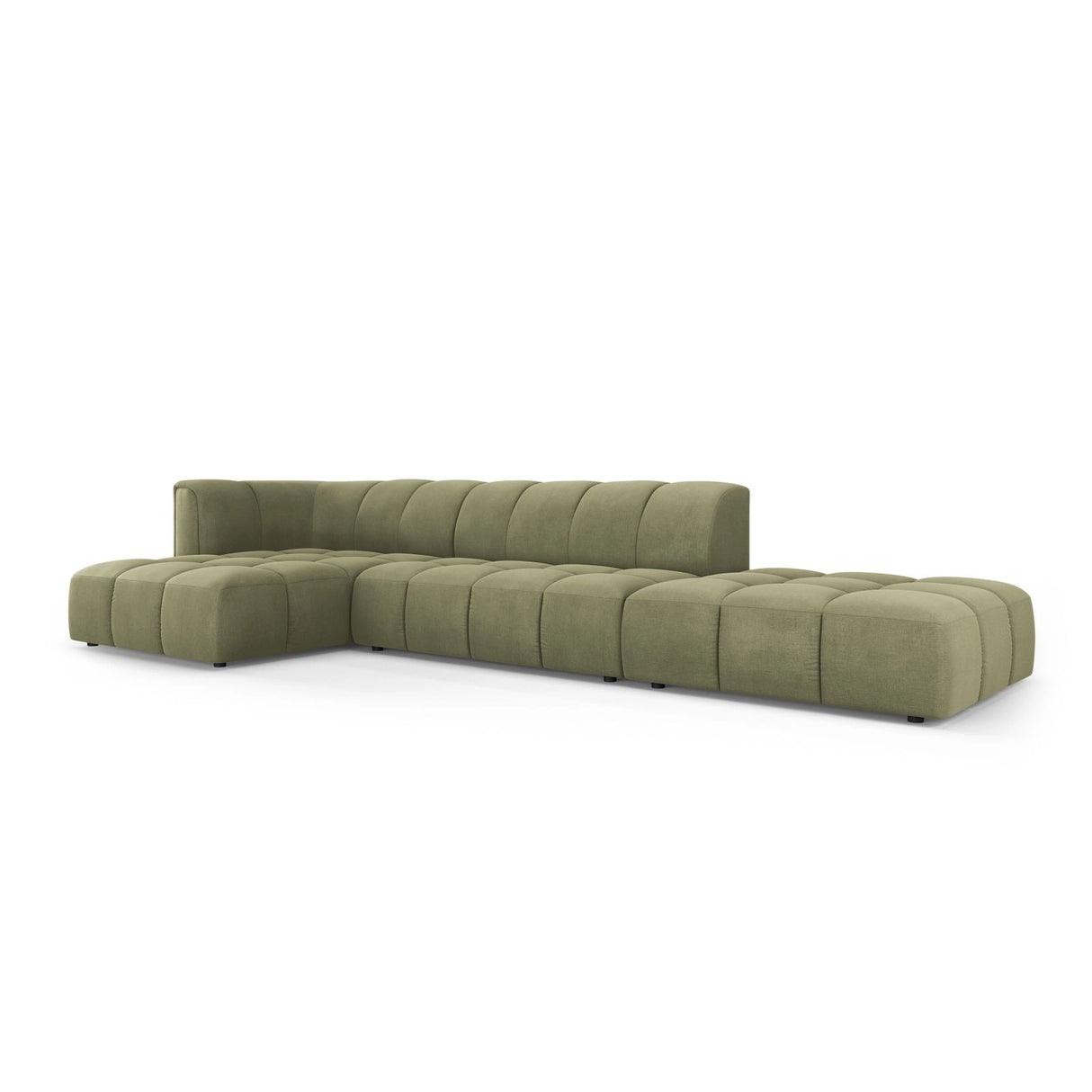 Moritz 5-Sitzer Ecksofa, Linke Seite, aus Chenille in Hellgrün (Rebel 18), 323x160x70 cm von Cosmopolitan Design – Bild 2