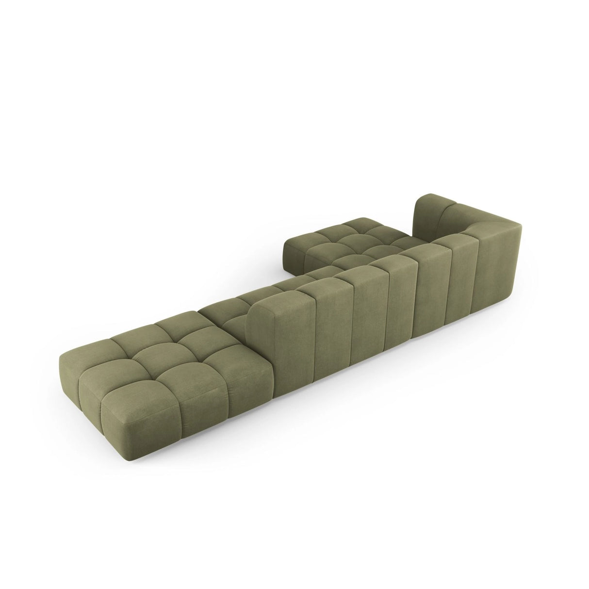 Moritz 5-Sitzer Ecksofa, Linke Seite, aus Chenille in Hellgrün (Rebel 18), 323x160x70 cm von Cosmopolitan Design – Bild 3