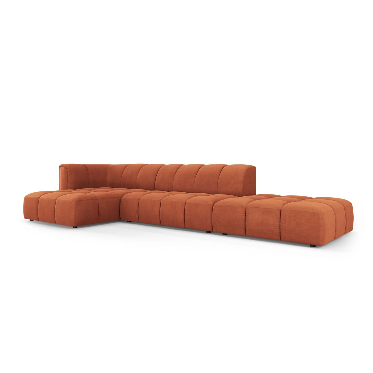 Moritz 5-Sitzer Ecksofa, Linke Seite, aus Chenille in Orange (Rebel 20), 323x160x70 cm von Cosmopolitan Design – Bild 2