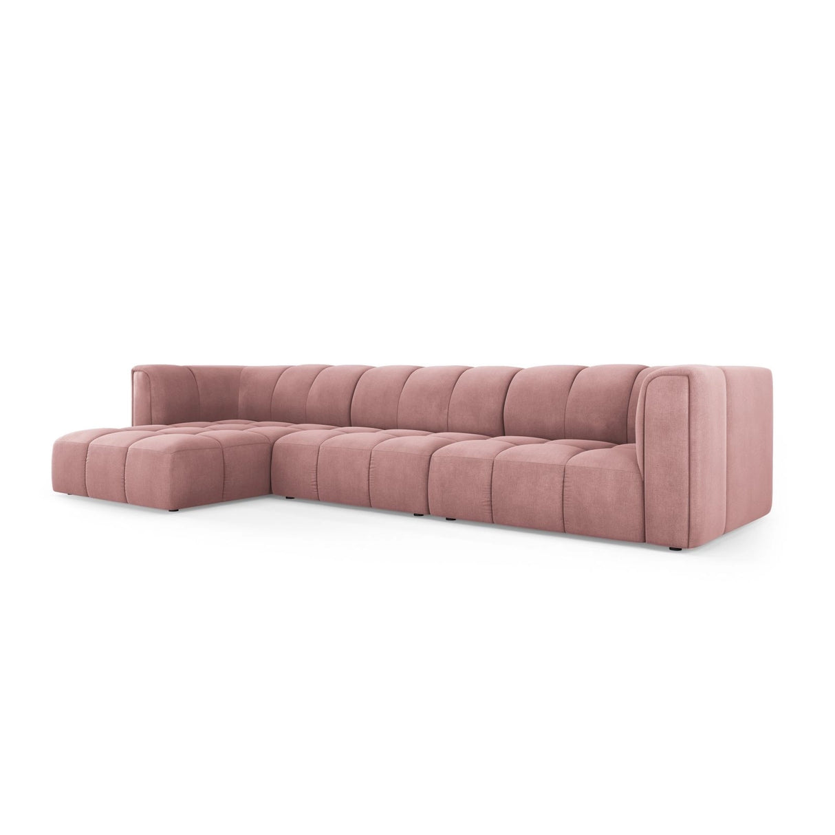 Moritz 5-Sitzer Ecksofa, Linke Seite, aus Chenille in Rosa (Rebel 7), 316x160x70 cm von Cosmopolitan Design – Bild 2