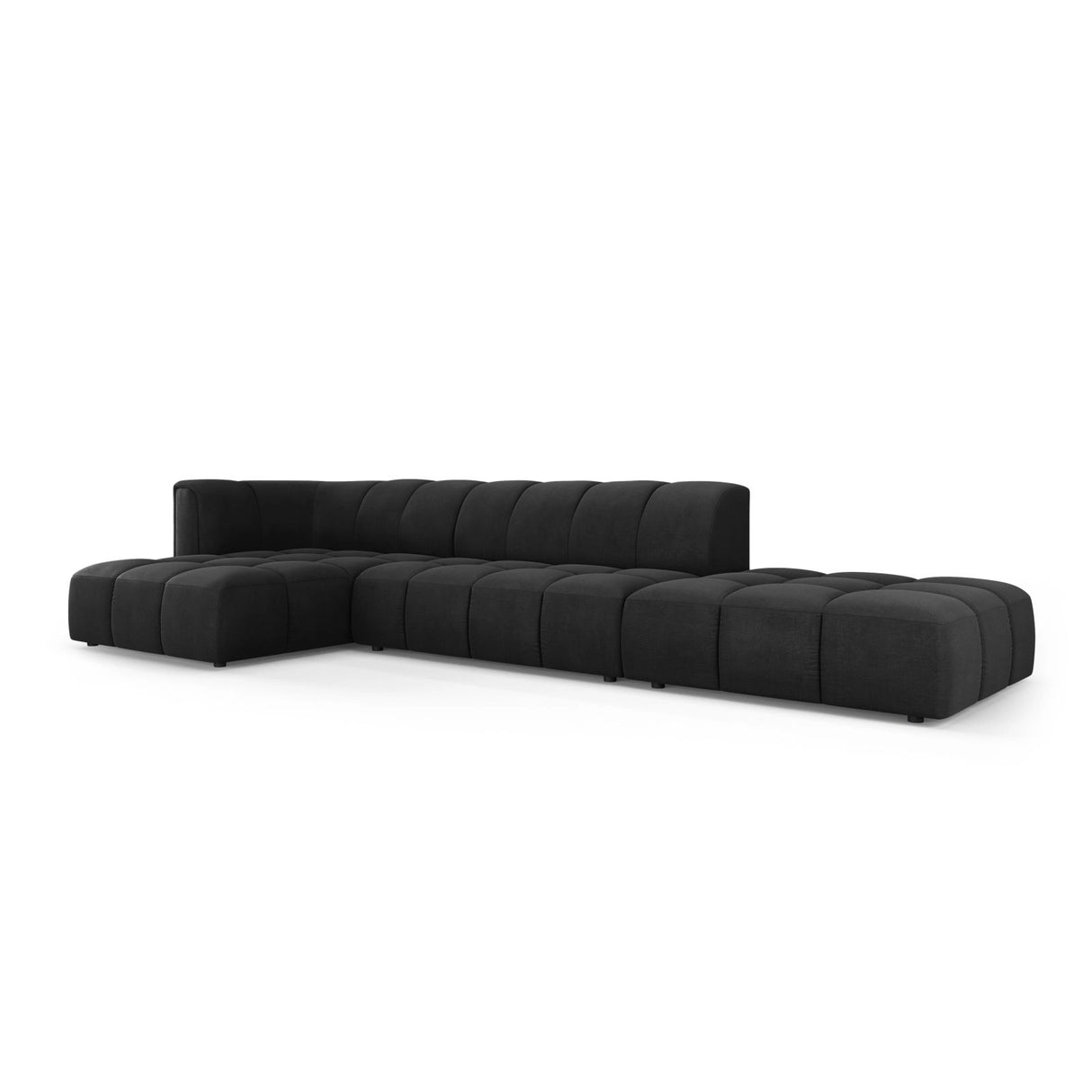 Moritz 5-Sitzer Ecksofa, Linke Seite, aus Chenille in Schwarz (Rebel 1), 323x160x70 cm von Cosmopolitan Design – Bild 2