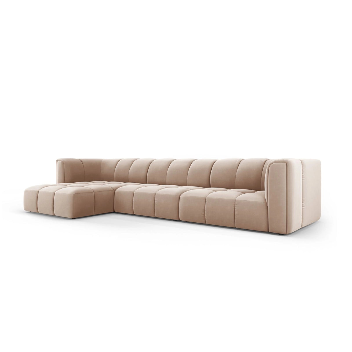 Moritz 5-Sitzer Ecksofa, Linke Seite, aus Samt in Beige (Bluvel 28), 316x160x70 cm von Cosmopolitan Design – Bild 2