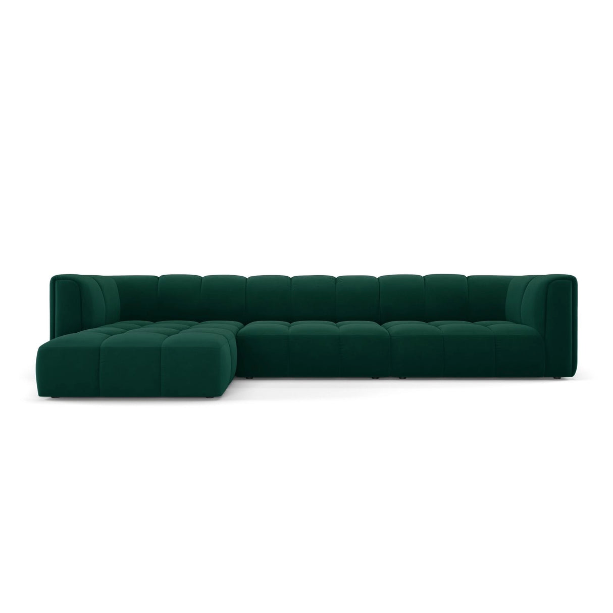Moritz 5-Sitzer Ecksofa, Linke Seite, aus Samt in Flaschengrün (Bluvel 78), 316x160x70 cm von Cosmopolitan Design – Bild 1