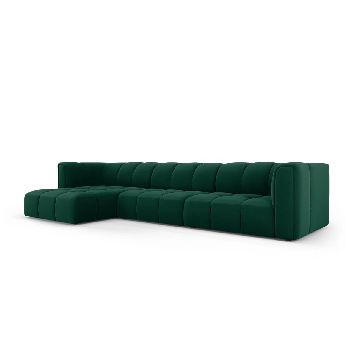 Moritz 5-Sitzer Ecksofa, Linke Seite, aus Samt in Flaschengrün (Bluvel 78), 316x160x70 cm von Cosmopolitan Design – Bild 2