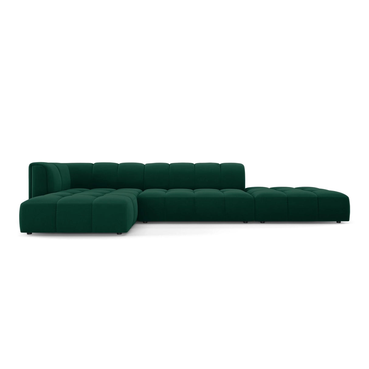 Moritz 5-Sitzer Ecksofa, Linke Seite, aus Samt in Flaschengrün (Bluvel 78), 323x160x70 cm von Cosmopolitan Design – Bild 1