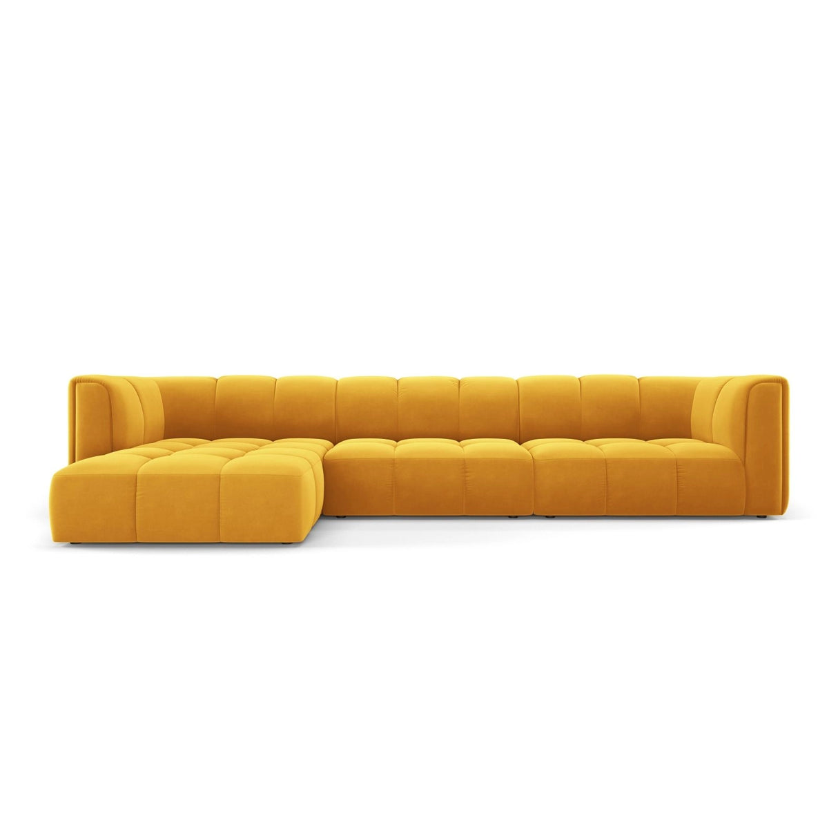 Moritz 5-Sitzer Ecksofa, Linke Seite, aus Samt in Gelb (Bluvel 68), 316x160x70 cm von Cosmopolitan Design – Bild 1