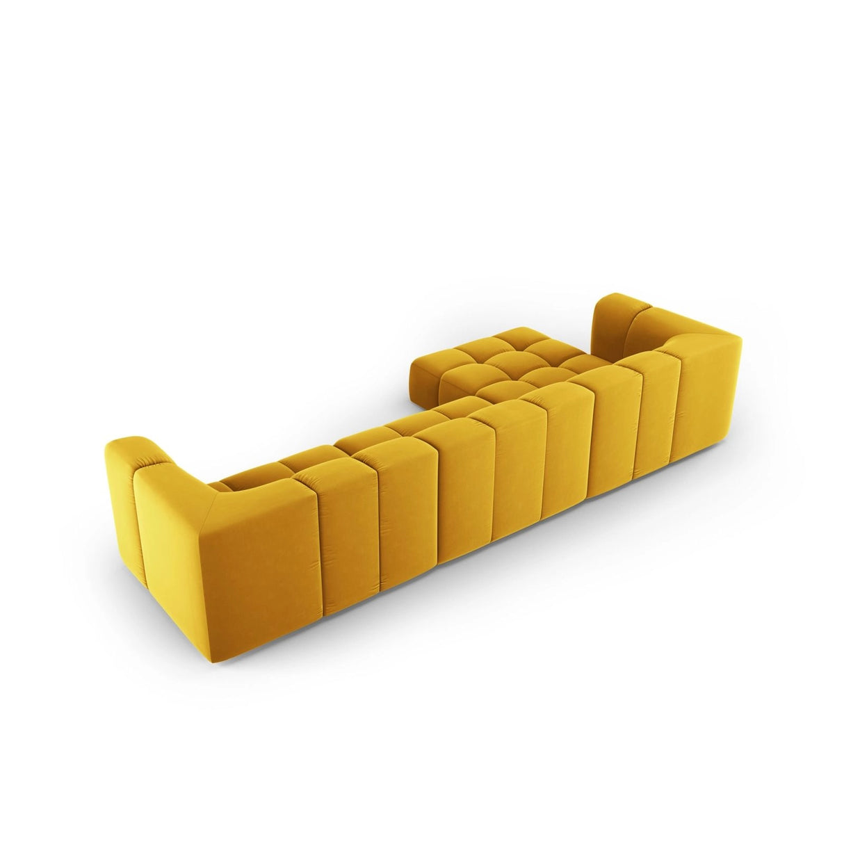 Moritz 5-Sitzer Ecksofa, Linke Seite, aus Samt in Gelb (Bluvel 68), 316x160x70 cm von Cosmopolitan Design – Bild 3