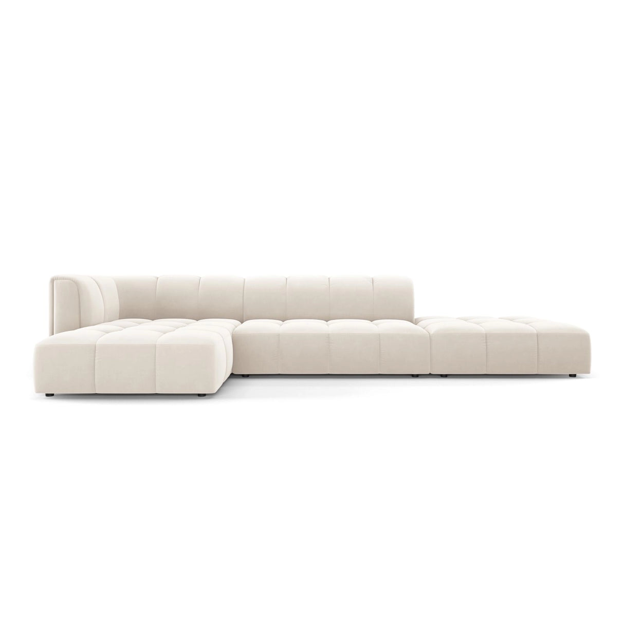 Moritz 5-Sitzer Ecksofa, Linke Seite, aus Samt in Hellbeige (Bluvel 22), 323x160x70 cm von Cosmopolitan Design – Bild 1