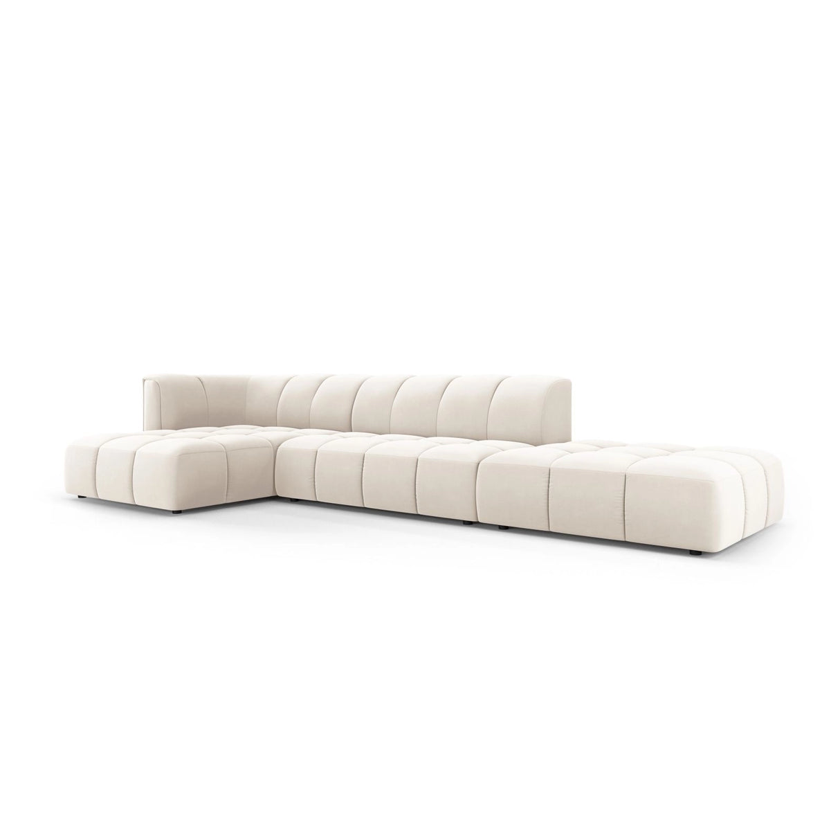 Moritz 5-Sitzer Ecksofa, Linke Seite, aus Samt in Hellbeige (Bluvel 22), 323x160x70 cm von Cosmopolitan Design – Bild 2