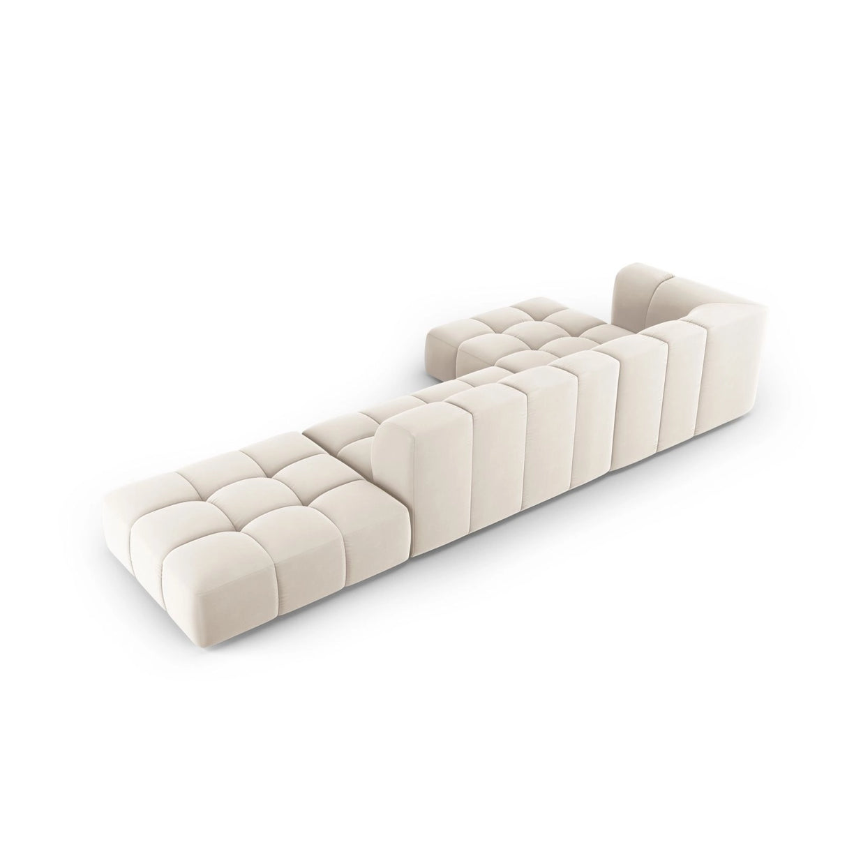 Moritz 5-Sitzer Ecksofa, Linke Seite, aus Samt in Hellbeige (Bluvel 22), 323x160x70 cm von Cosmopolitan Design – Bild 3