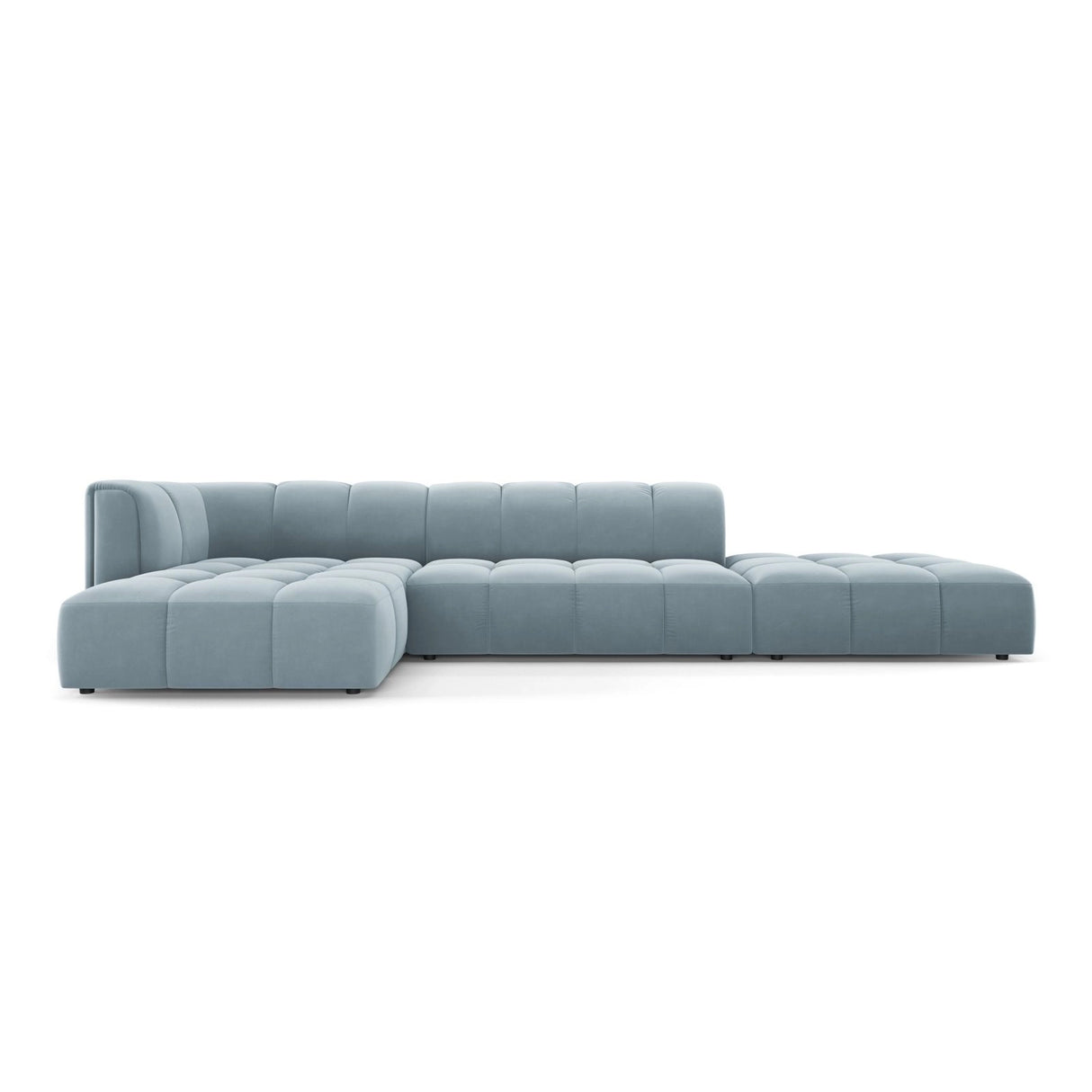 Moritz 5-Sitzer Ecksofa, Linke Seite, aus Samt in Hellblau (Bluvel 06), 323x160x70 cm von Cosmopolitan Design – Bild 1