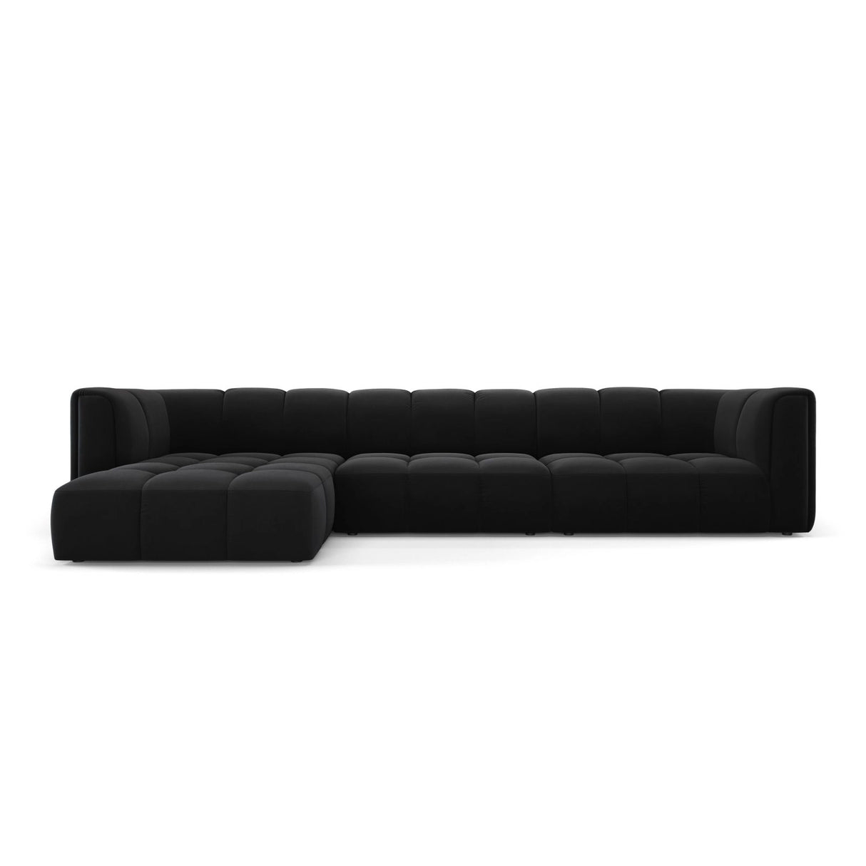 Moritz 5-Sitzer Ecksofa, Linke Seite, aus Samt in Schwarz (Bluvel 19), 316x160x70 cm von Cosmopolitan Design – Bild 1