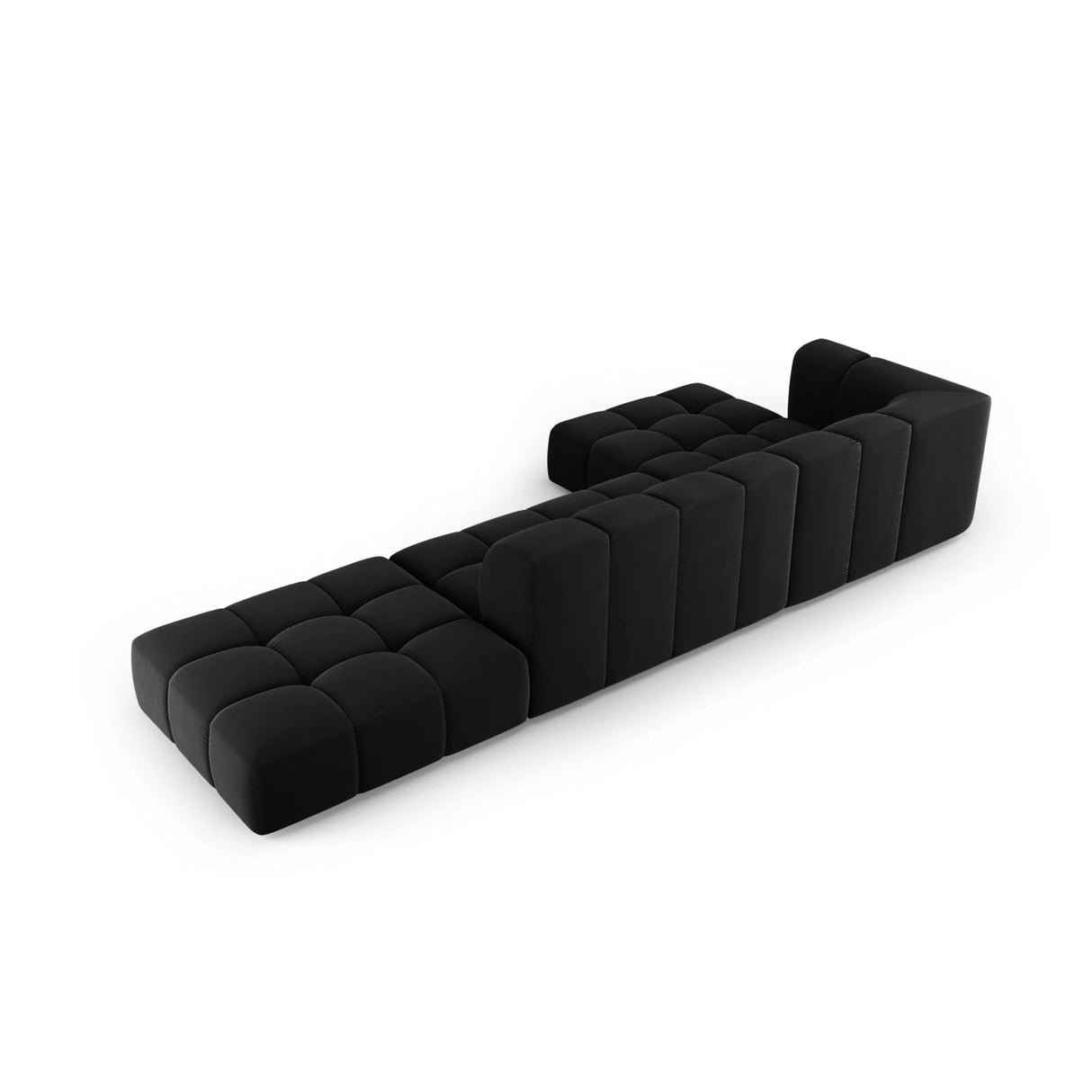 Moritz 5-Sitzer Ecksofa, Linke Seite, aus Samt in Schwarz (Bluvel 19), 323x160x70 cm von Cosmopolitan Design – Bild 3