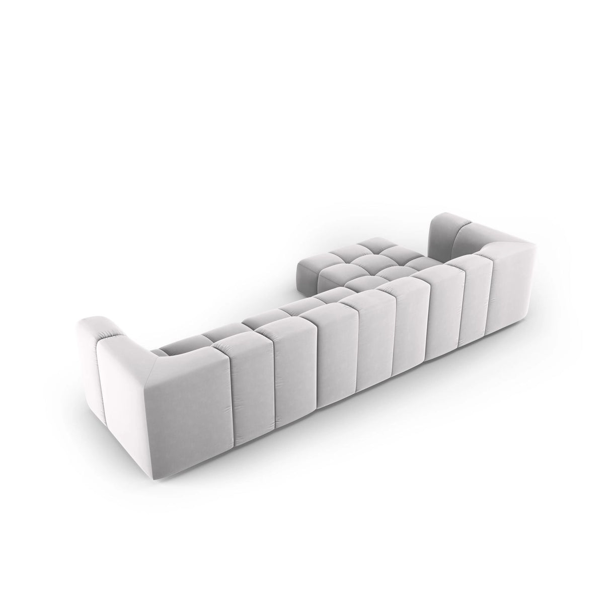 Moritz 5-Sitzer Ecksofa, Linke Seite, aus Samt in Silber (Bluvel 03), 316x160x70 cm von Cosmopolitan Design – Bild 3