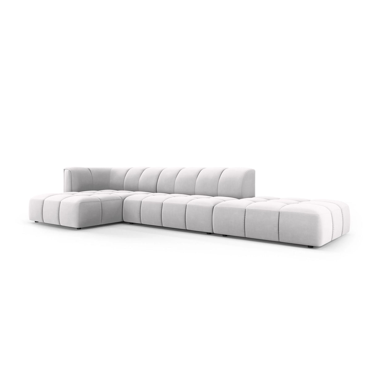 Moritz 5-Sitzer Ecksofa, Linke Seite, aus Samt in Silber (Bluvel 03), 323x160x70 cm von Cosmopolitan Design – Bild 2
