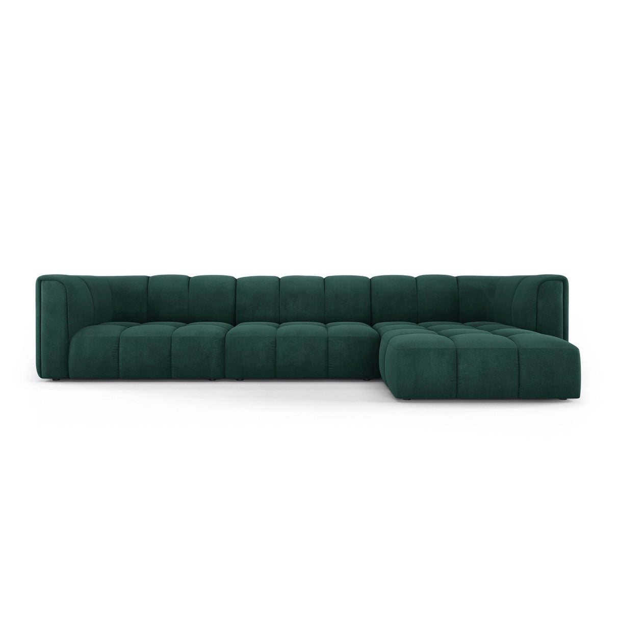 Moritz 5-Sitzer Ecksofa, Rechte Seite, aus Chenille in Flaschengrün (Rebel 16), 316x160x70 cm von Cosmopolitan Design – Bild 1
