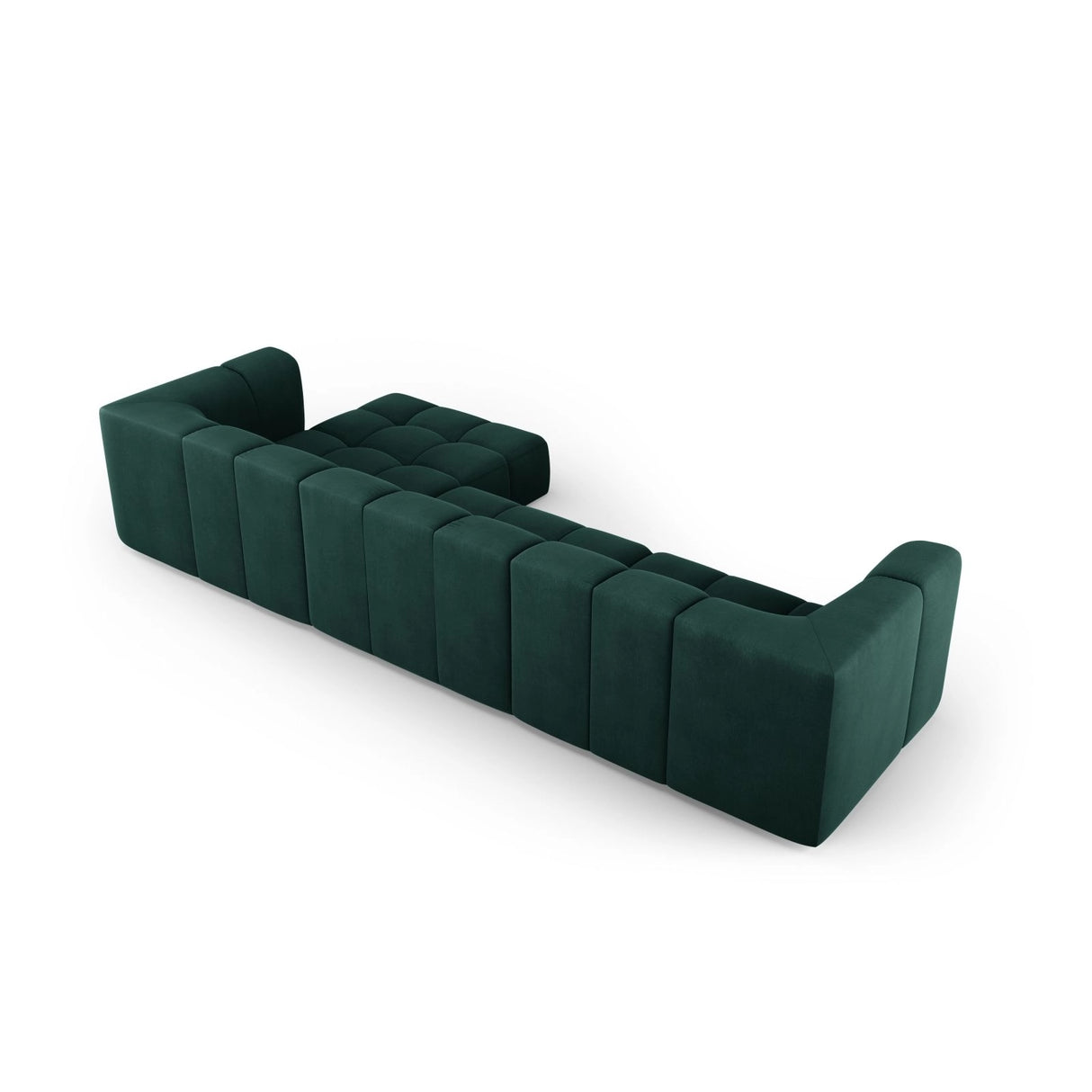 Moritz 5-Sitzer Ecksofa, Rechte Seite, aus Chenille in Flaschengrün (Rebel 16), 316x160x70 cm von Cosmopolitan Design – Bild 3