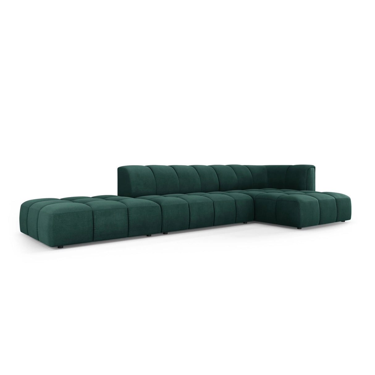 Moritz 5-Sitzer Ecksofa, Rechte Seite, aus Chenille in Flaschengrün (Rebel 16), 323x160x70 cm von Cosmopolitan Design – Bild 2