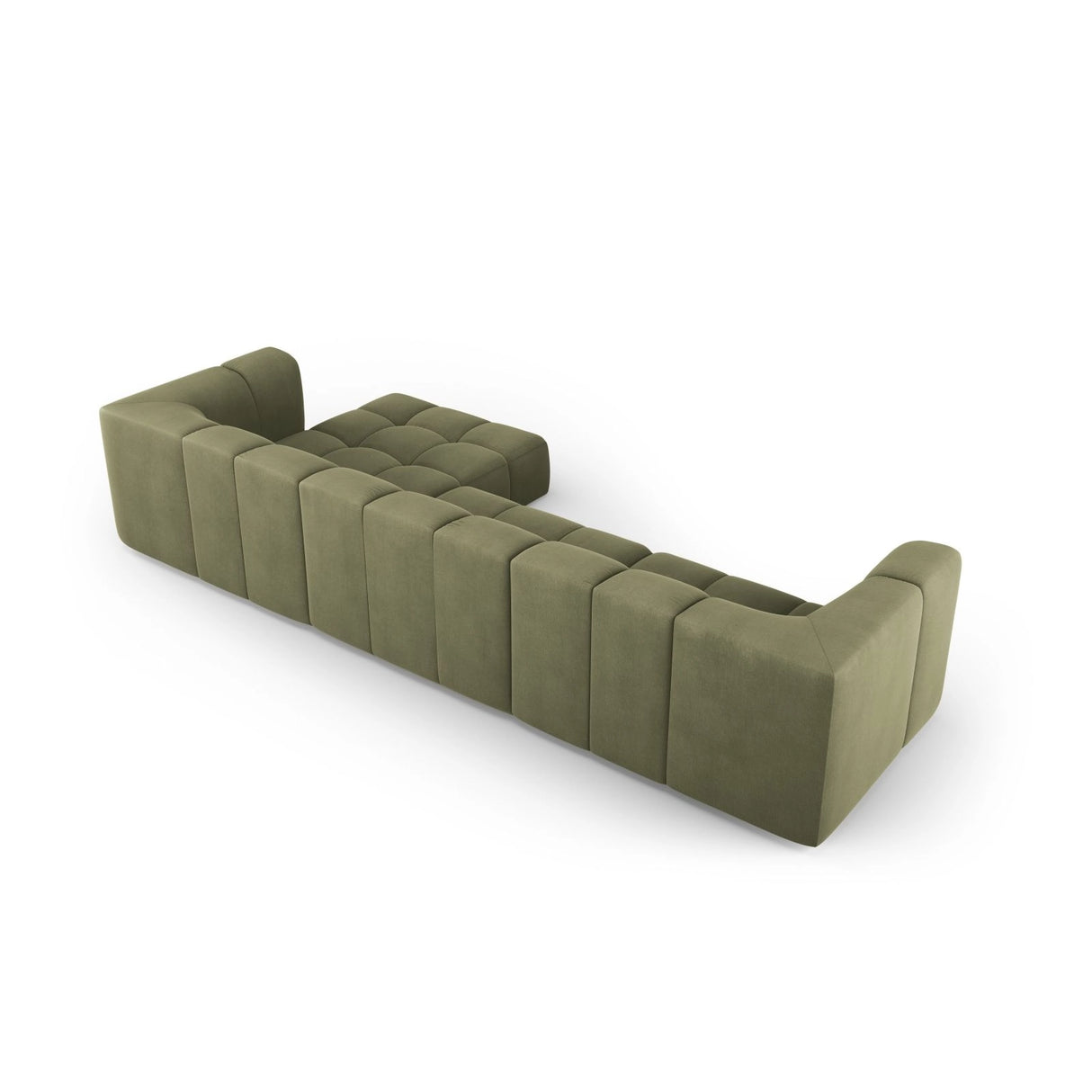 Moritz 5-Sitzer Ecksofa, Rechte Seite, aus Chenille in Hellgrün (Rebel 18), 316x160x70 cm von Cosmopolitan Design – Bild 3