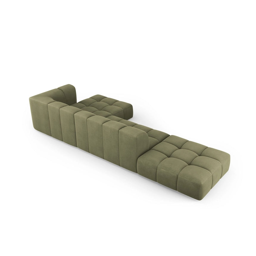 Moritz 5-Sitzer Ecksofa, Rechte Seite, aus Chenille in Hellgrün (Rebel 18), 323x160x70 cm von Cosmopolitan Design – Bild 3