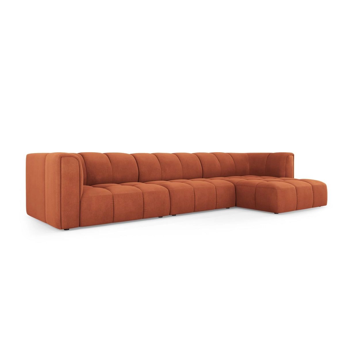 Moritz 5-Sitzer Ecksofa, Rechte Seite, aus Chenille in Orange (Rebel 20), 316x160x70 cm von Cosmopolitan Design – Bild 2