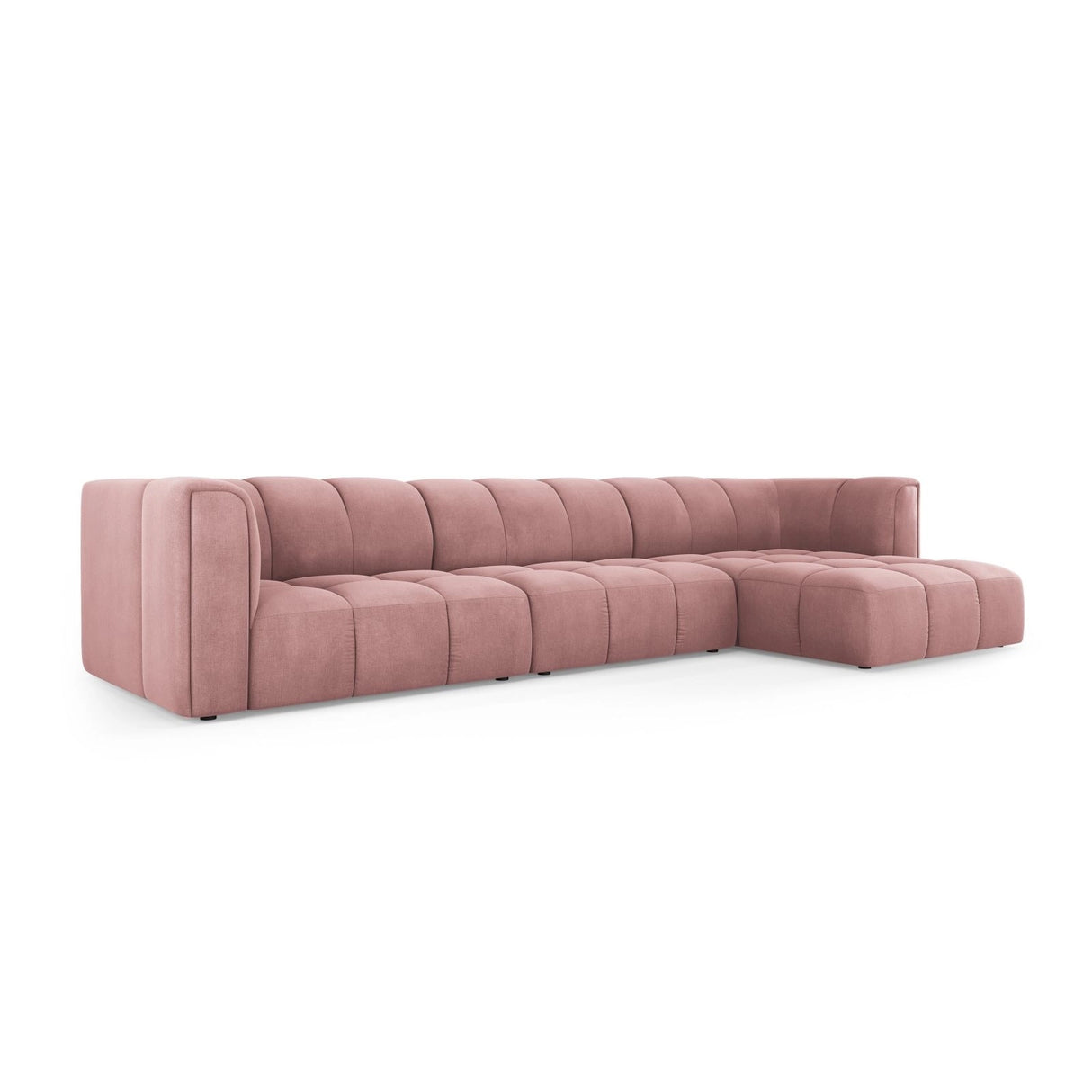 Moritz 5-Sitzer Ecksofa, Rechte Seite, aus Chenille in Rosa (Rebel 7), 316x160x70 cm von Cosmopolitan Design – Bild 2
