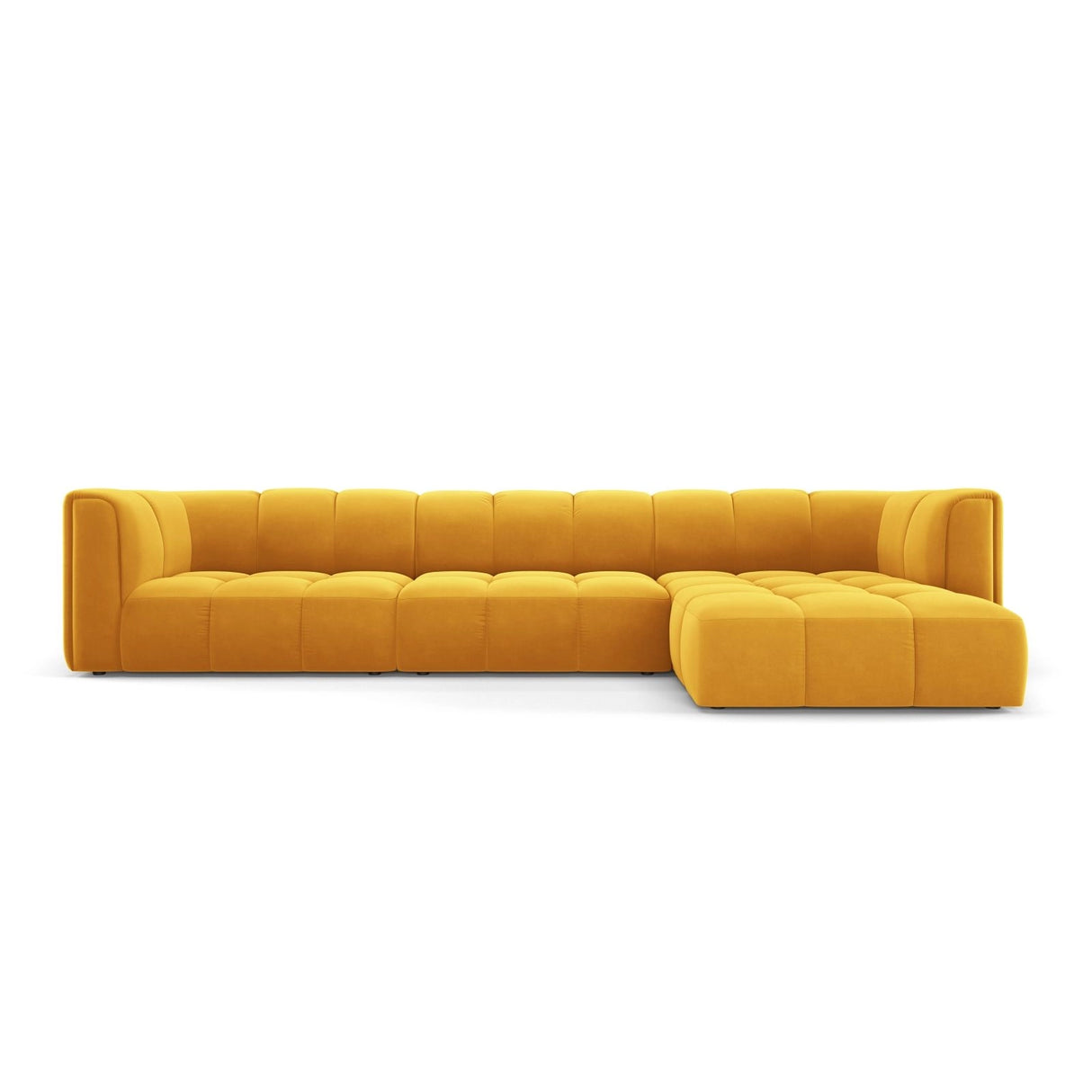 Moritz 5-Sitzer Ecksofa, Rechte Seite, aus Samt in Gelb (Bluvel 68), 316x160x70 cm von Cosmopolitan Design – Bild 1