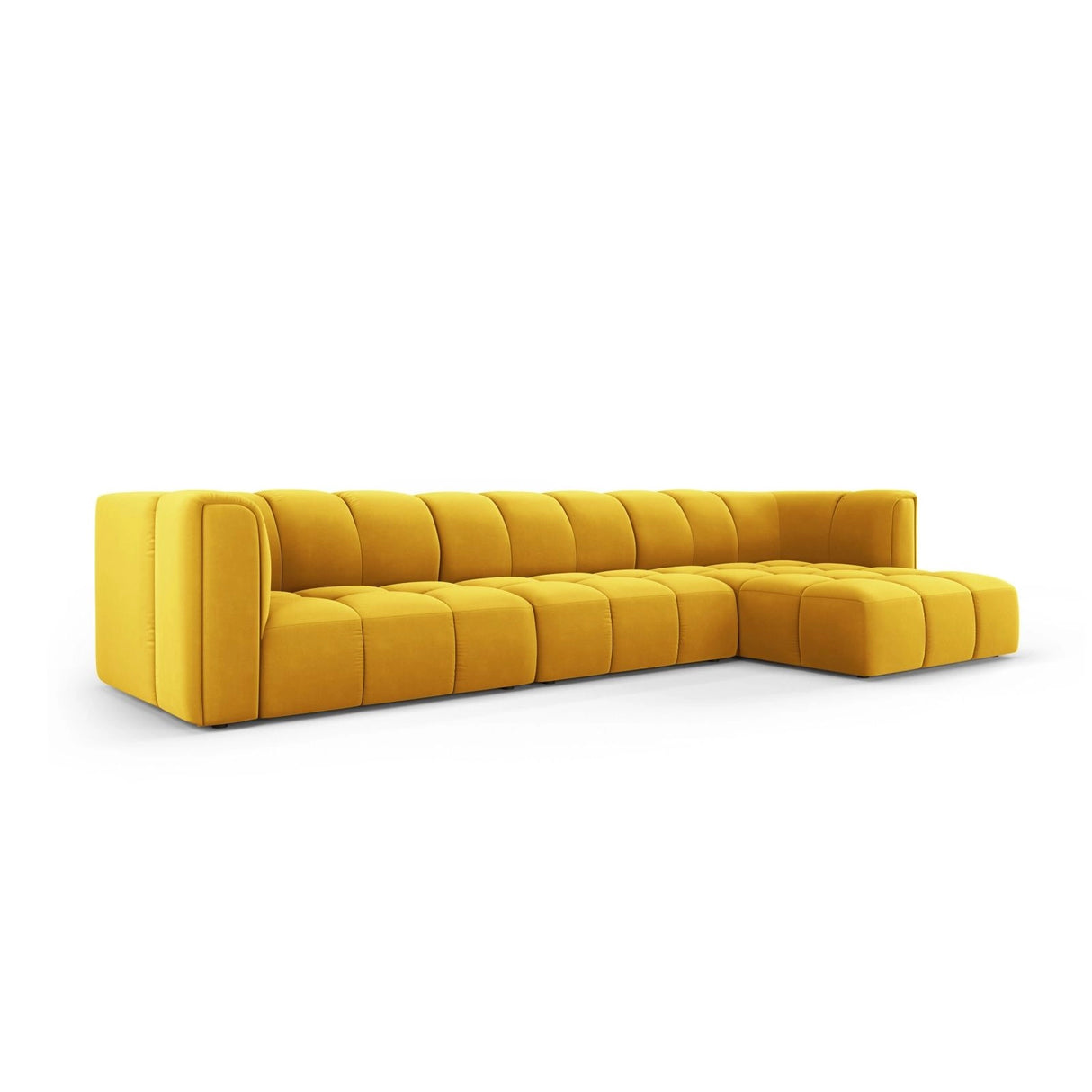 Moritz 5-Sitzer Ecksofa, Rechte Seite, aus Samt in Gelb (Bluvel 68), 316x160x70 cm von Cosmopolitan Design – Bild 2
