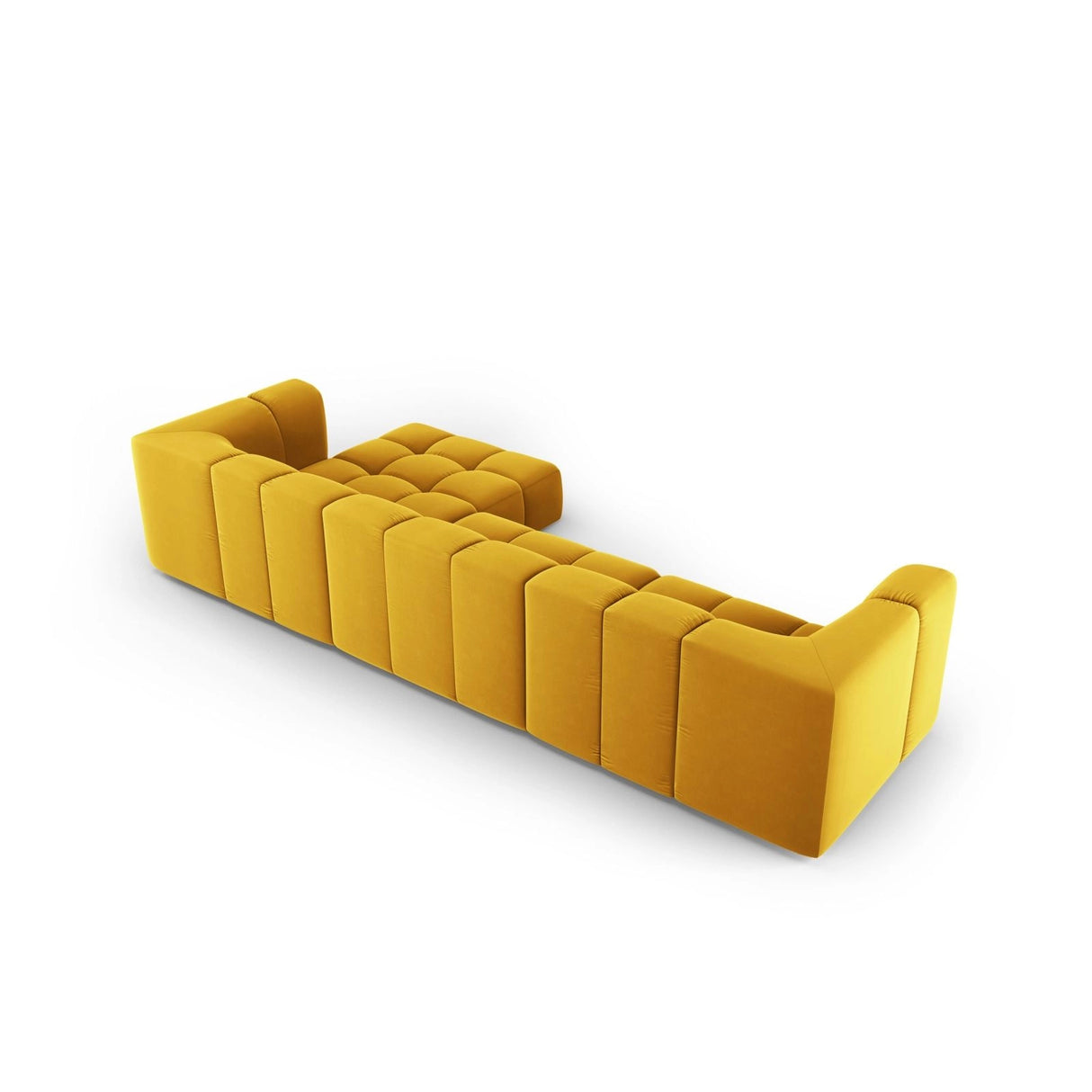 Moritz 5-Sitzer Ecksofa, Rechte Seite, aus Samt in Gelb (Bluvel 68), 316x160x70 cm von Cosmopolitan Design – Bild 3
