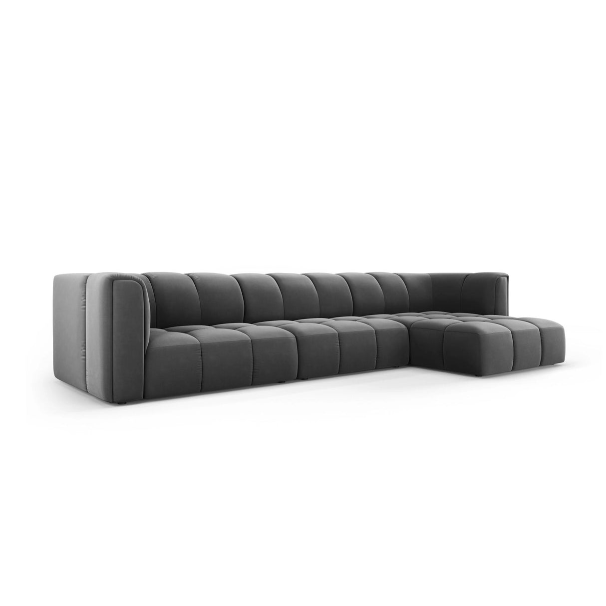 Moritz 5-Sitzer Ecksofa, Rechte Seite, aus Samt in Grau (Bluvel 14), 316x160x70 cm von Cosmopolitan Design – Bild 2