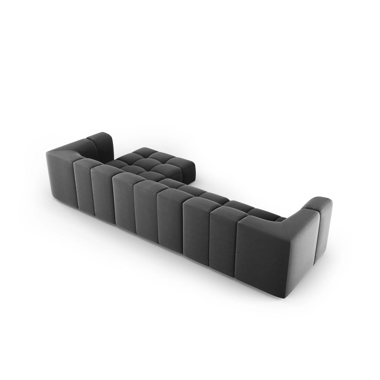 Moritz 5-Sitzer Ecksofa, Rechte Seite, aus Samt in Grau (Bluvel 14), 316x160x70 cm von Cosmopolitan Design – Bild 3