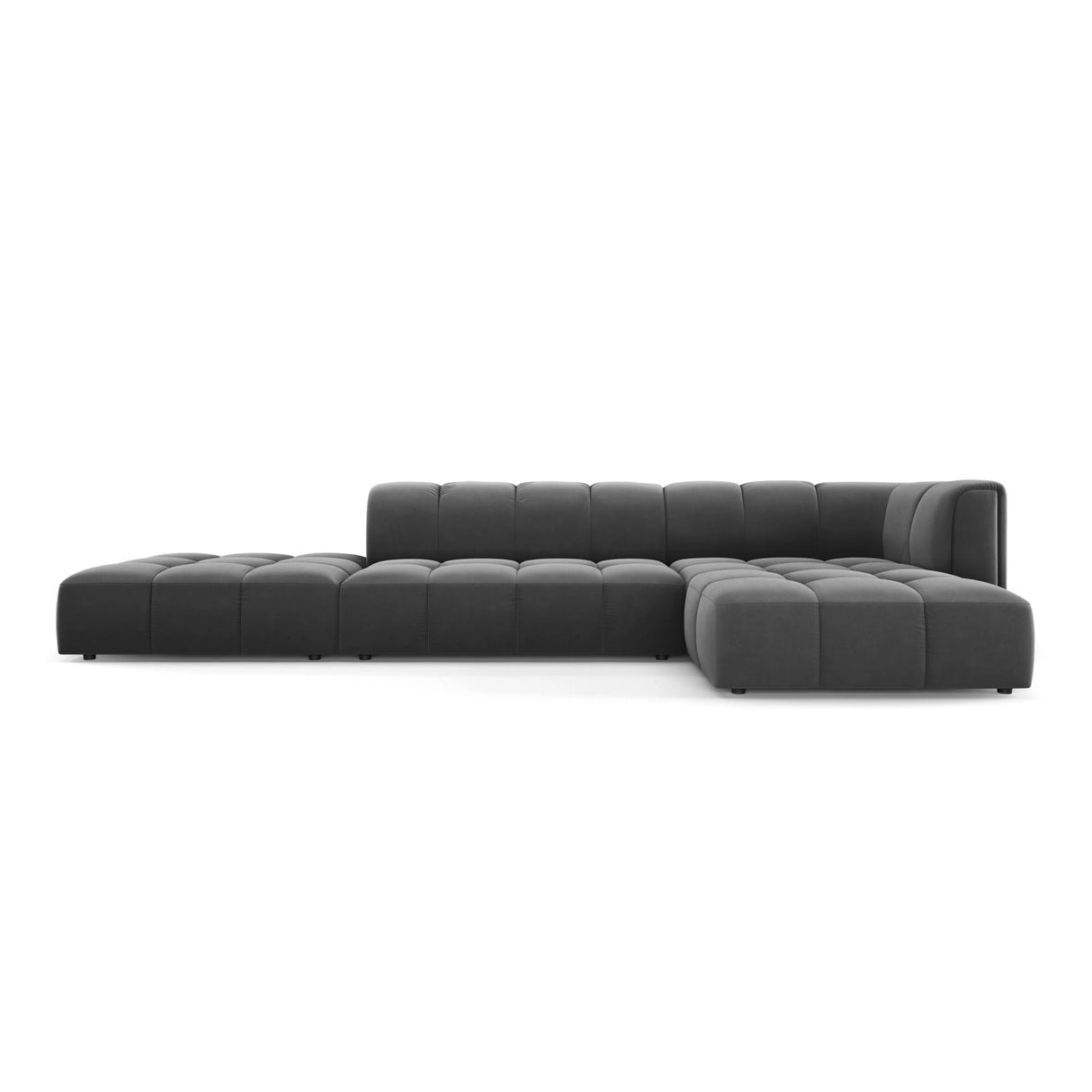 Moritz 5-Sitzer Ecksofa, Rechte Seite, aus Samt in Grau (Bluvel 14), 323x160x70 cm von Cosmopolitan Design – Bild 1