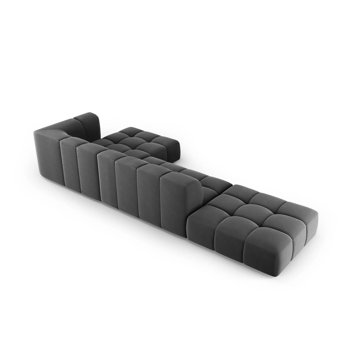 Moritz 5-Sitzer Ecksofa, Rechte Seite, aus Samt in Grau (Bluvel 14), 323x160x70 cm von Cosmopolitan Design – Bild 3