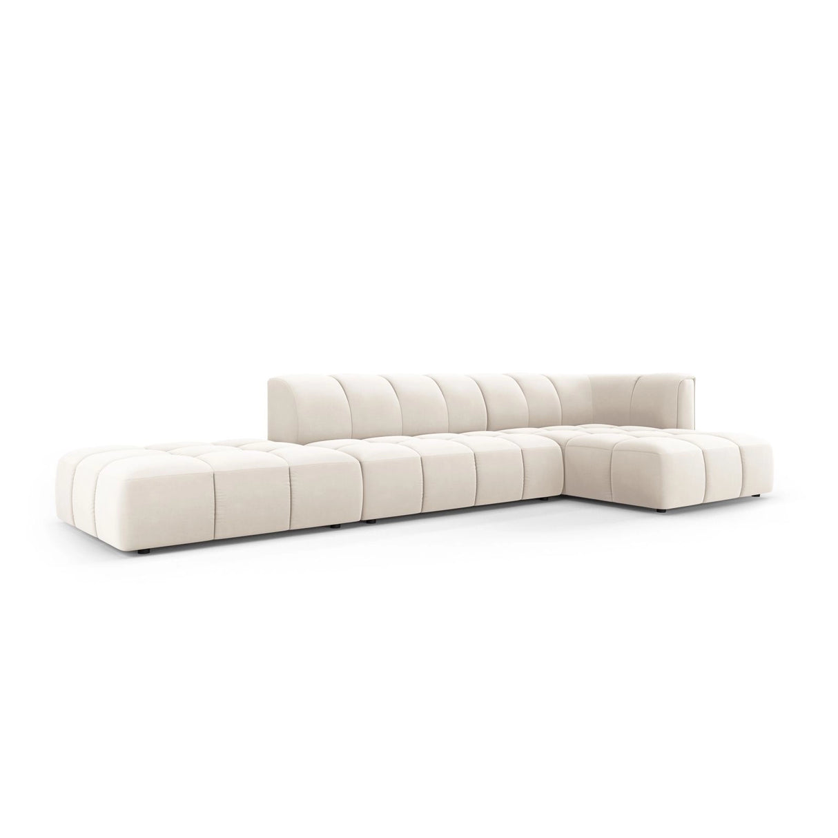 Moritz 5-Sitzer Ecksofa, Rechte Seite, aus Samt in Hellbeige (Bluvel 22), 323x160x70 cm von Cosmopolitan Design – Bild 2