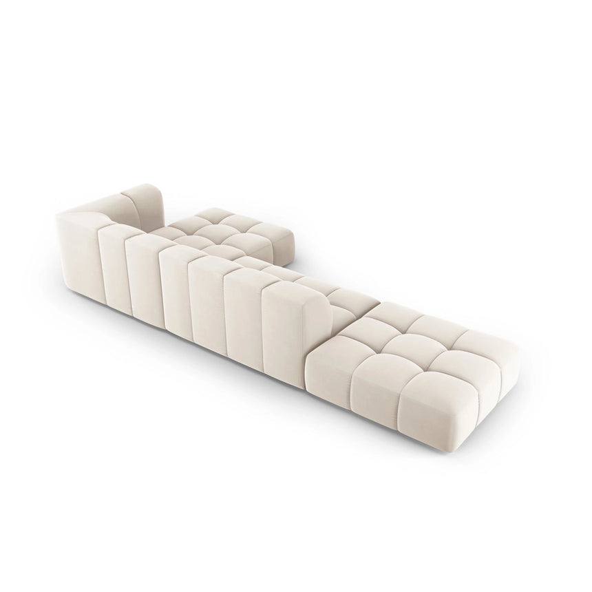 Moritz 5-Sitzer Ecksofa, Rechte Seite, aus Samt in Hellbeige (Bluvel 22), 323x160x70 cm von Cosmopolitan Design – Bild 3